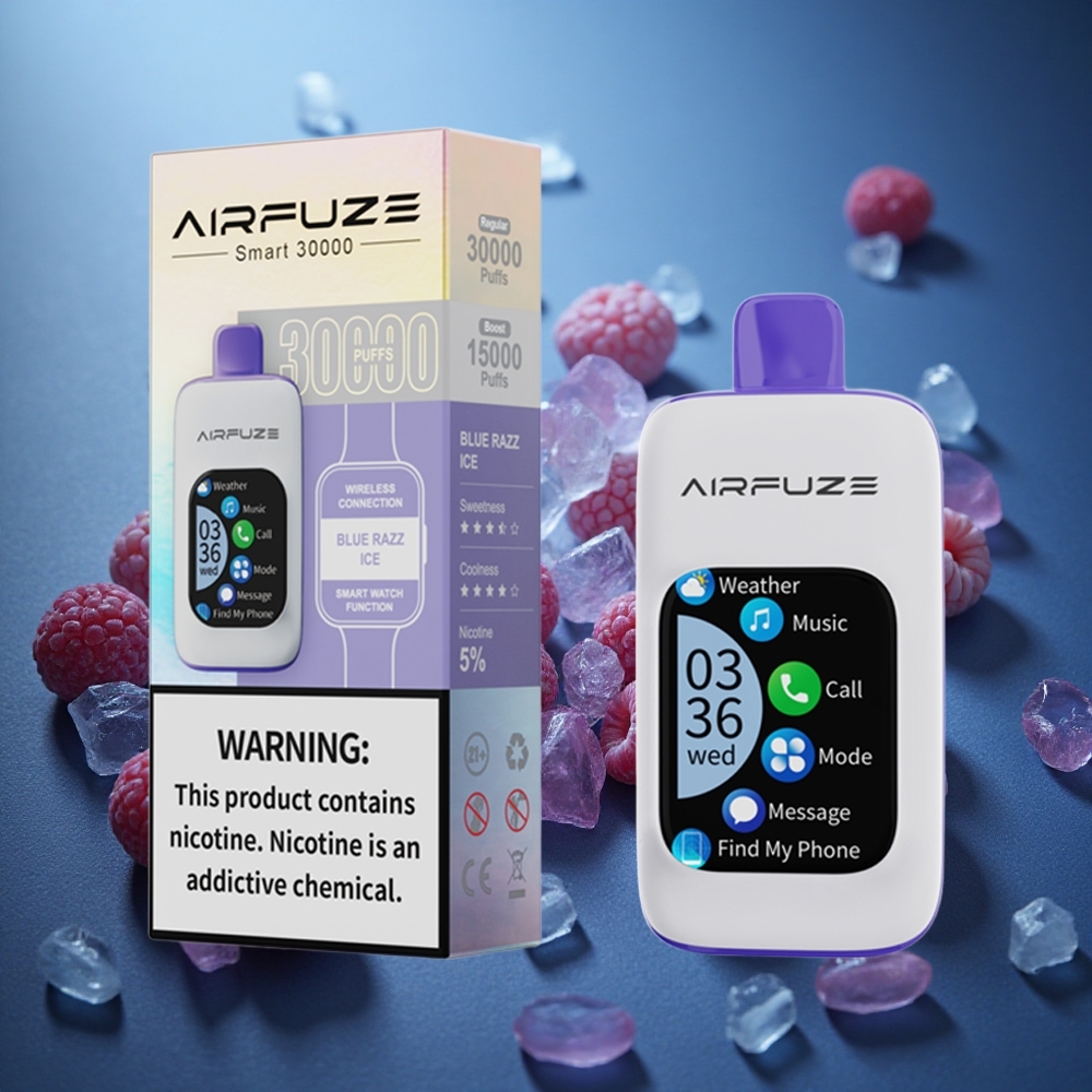 AirFuze Smart 30000 Pufuri Dispozabil Afine Gheață Albastru Cu Ecran Tactil și Port Type-C