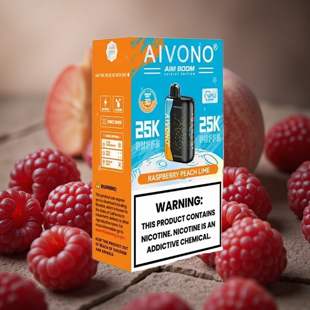 Aivono Aim Boom 25000 Pufuri Zmeură piersică lime Baterie de 650mAh 28ml