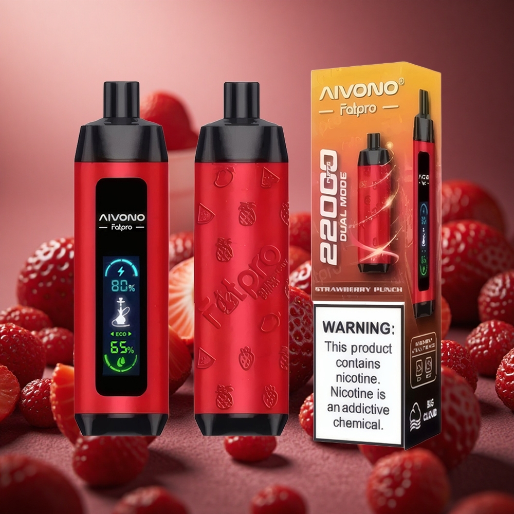 Aivono Aim Fatpro 22000 Pufuri Capsuni Punc Nicotina 5% Capacitate E-Lichid de 28ml