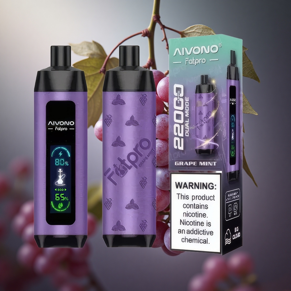Aivono Aim Fatpro 22000 Pufuri Struguri Mentă 5% Nicotină Capacitate E-Lichid de 28ml
