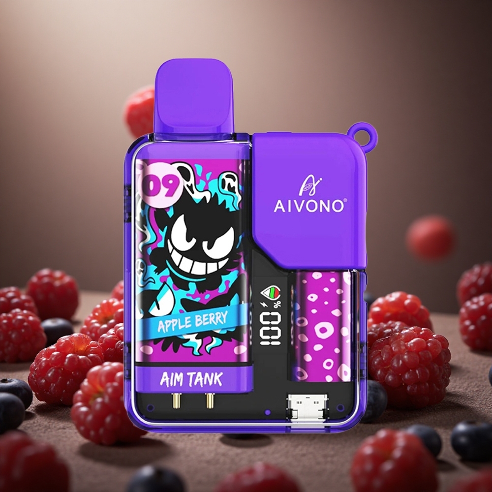 Aivono Aim-Tank 9500 Pufuri Măr Zmeură Capacitate E-Lichid de 18ml Baterie de 650 mAh