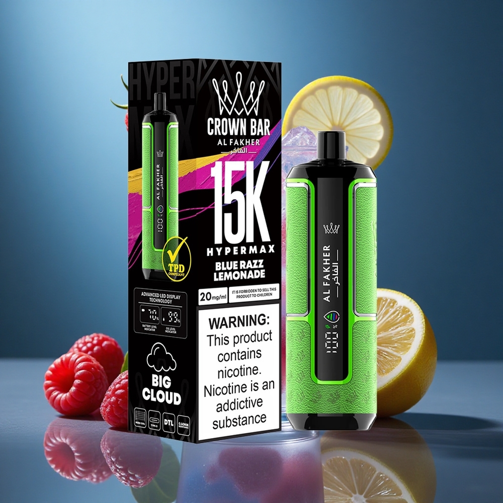 Al Fakher Crown Bar 15K Capacitate E-Lichid de 22 ml Portabil Albastru Zmeură Limonadă