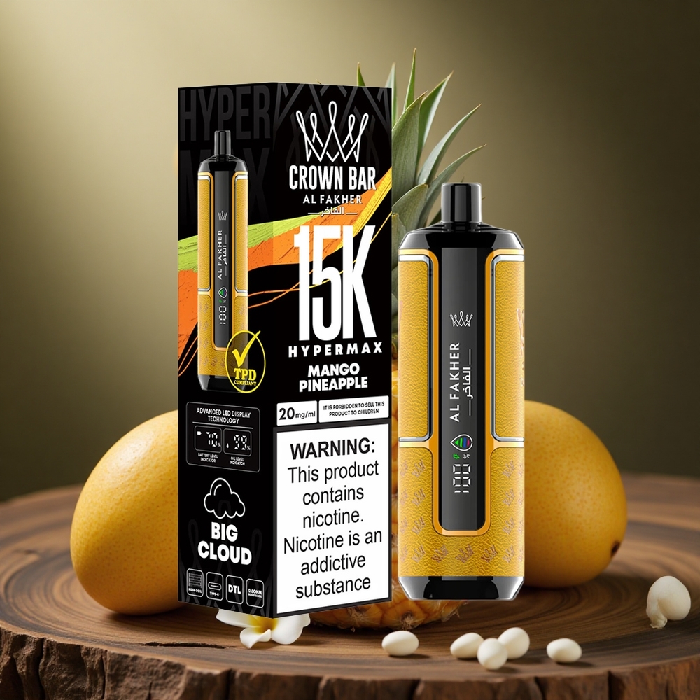 Al Fakher Crown Bar 15K Portabil Mangă Ananas Capacitate E-Lichid de 22 ml Baterie de 600 mAh