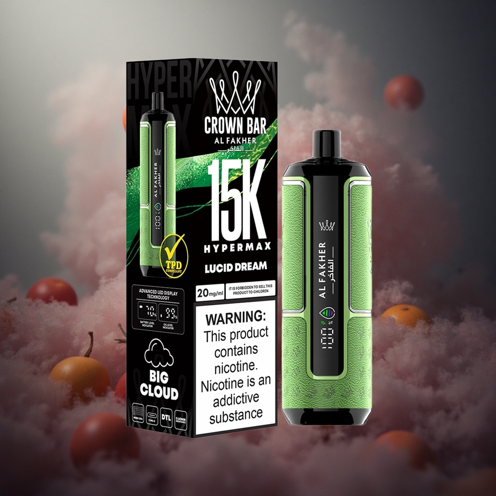 Al Fakher Crown Bar 15K Vis Visul Lucid Portabil Capacitate E-Lichid de 22 ml