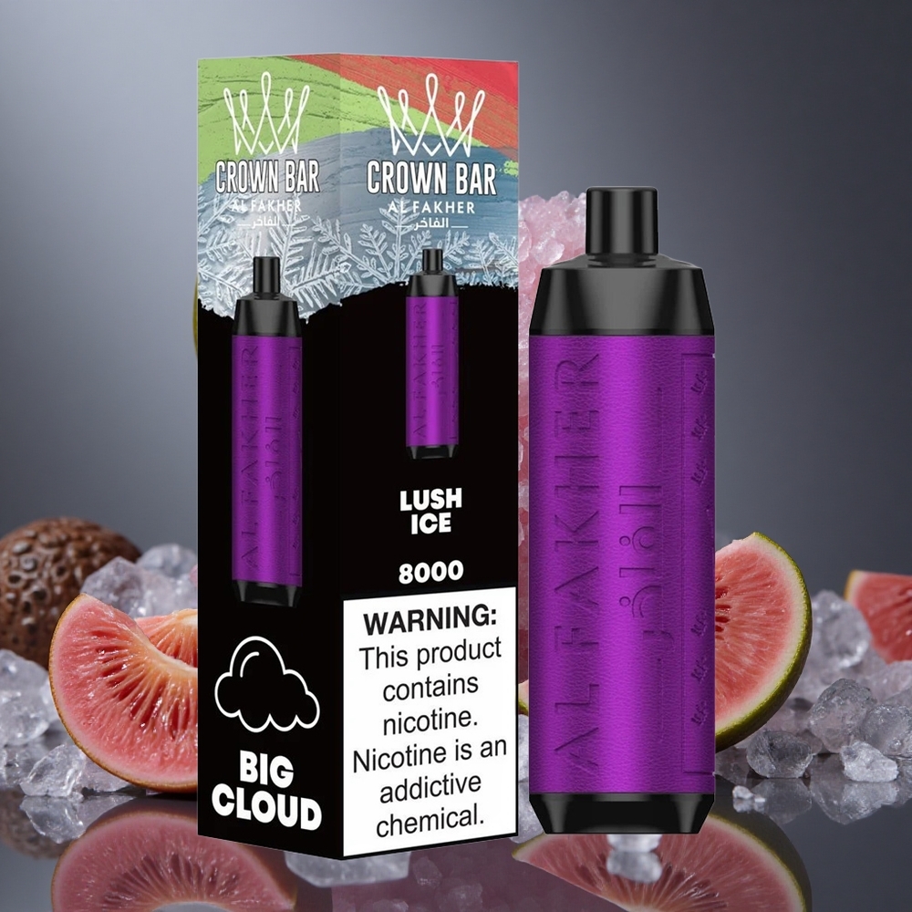 Al Fakher Crown Bar 8000 Bucăți Gheață Lush cu Capacitate E-Lichid de 18ml Lichid și 5mg Nicotină