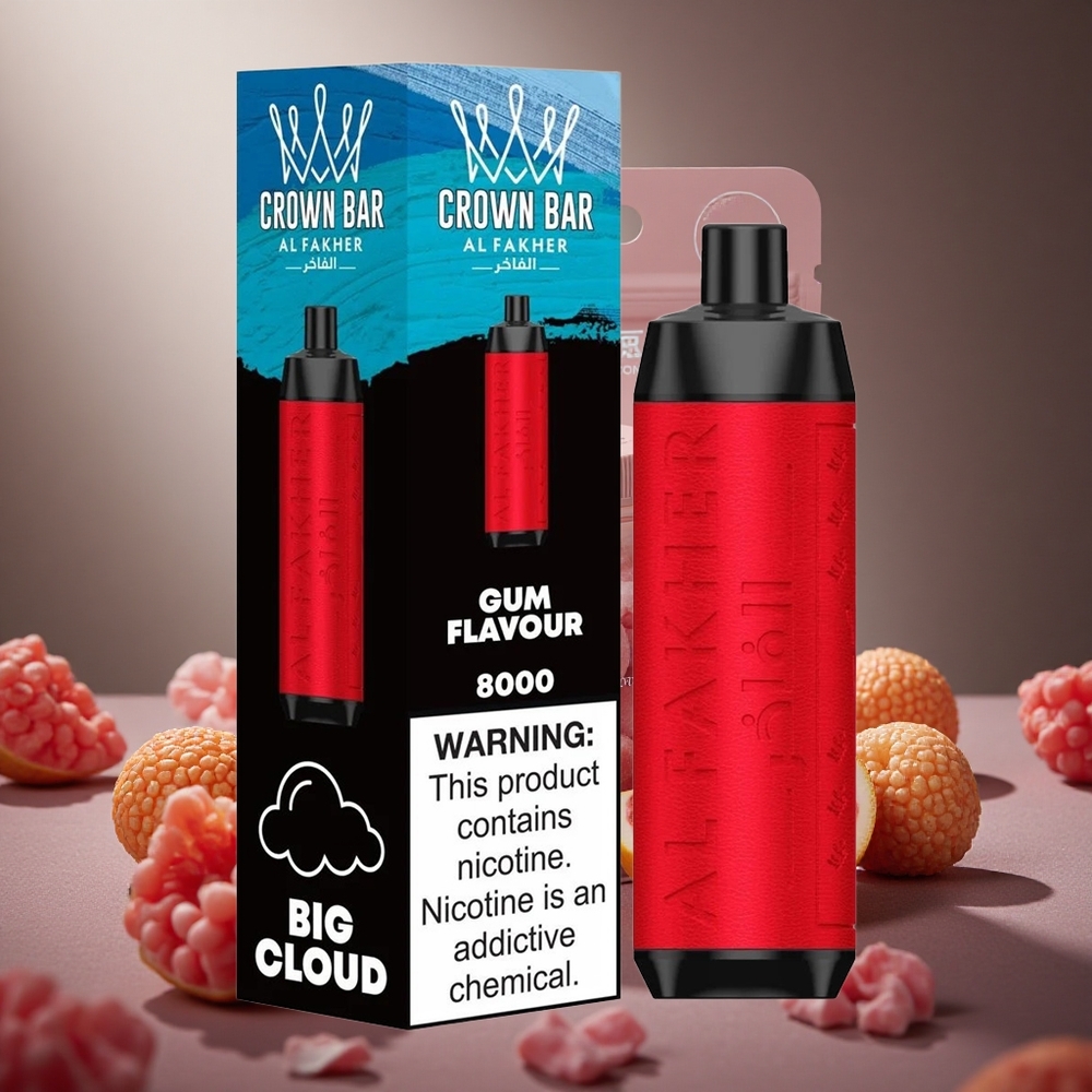Al Fakher Crown Bar 8000 Cristal Aromă Gumă Capacitate E-Lichid de 18ml 600mAh