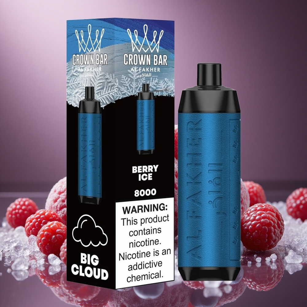 Al Fakher Crown Bar 8000 Pufări Afine Gheață Capacitate E-Lichid de 18ml 600mAh