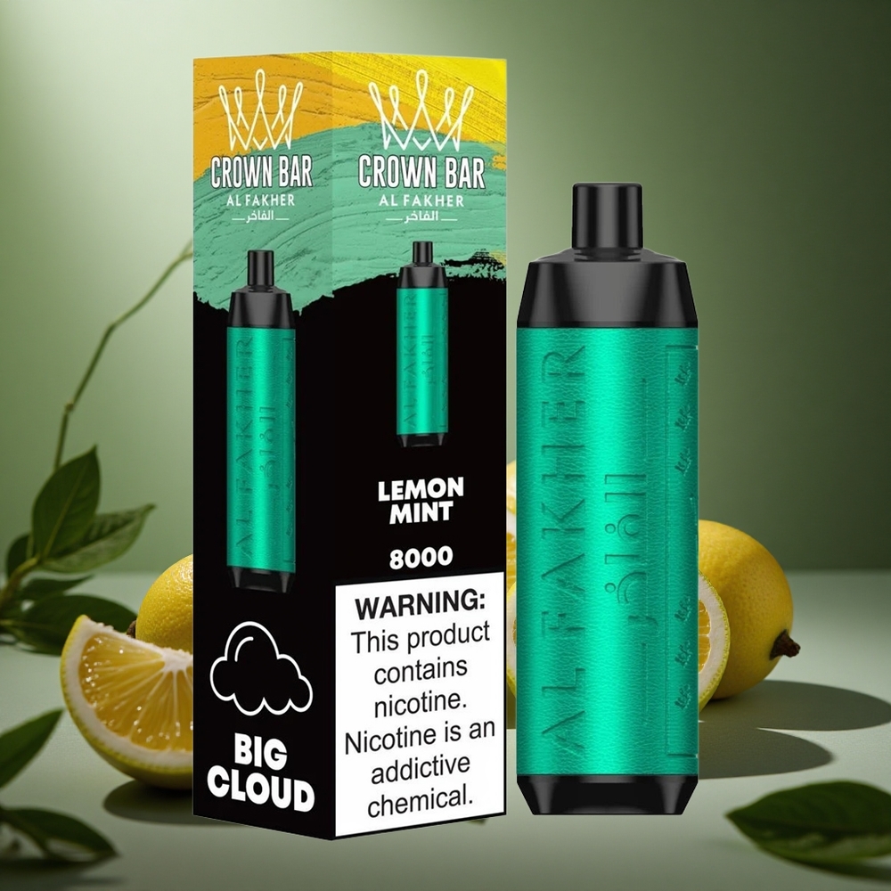 Al Fakher Crown Bar 8000 Pufuri Lămâie Mentă Capacitate E-Lichid de 18ml 600mAh