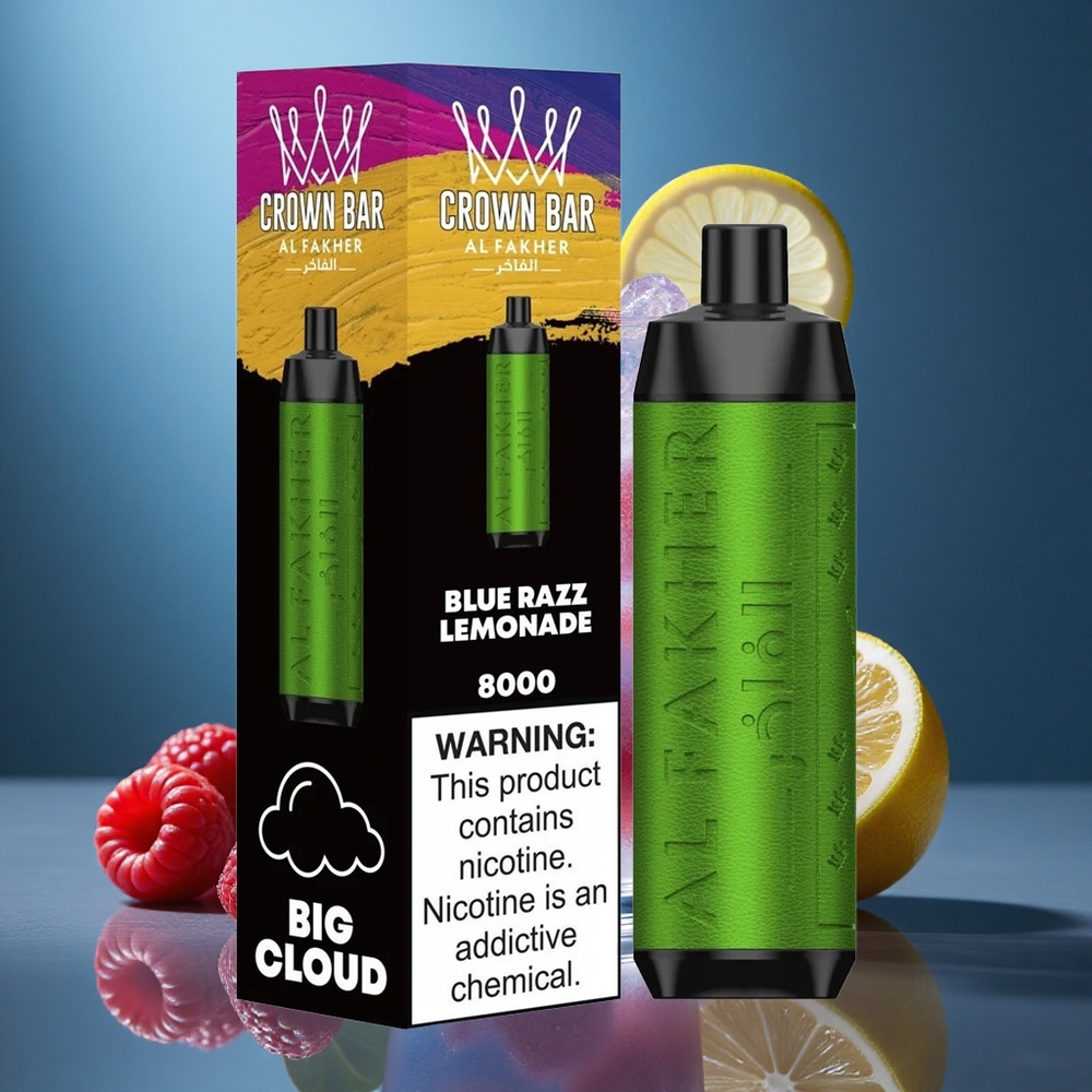 Al Fakher Crown Bar 8000 de Pufuri Crystal Vape Dispozabil Zmeură Albastră Limonadă cu 5mg Nicotină