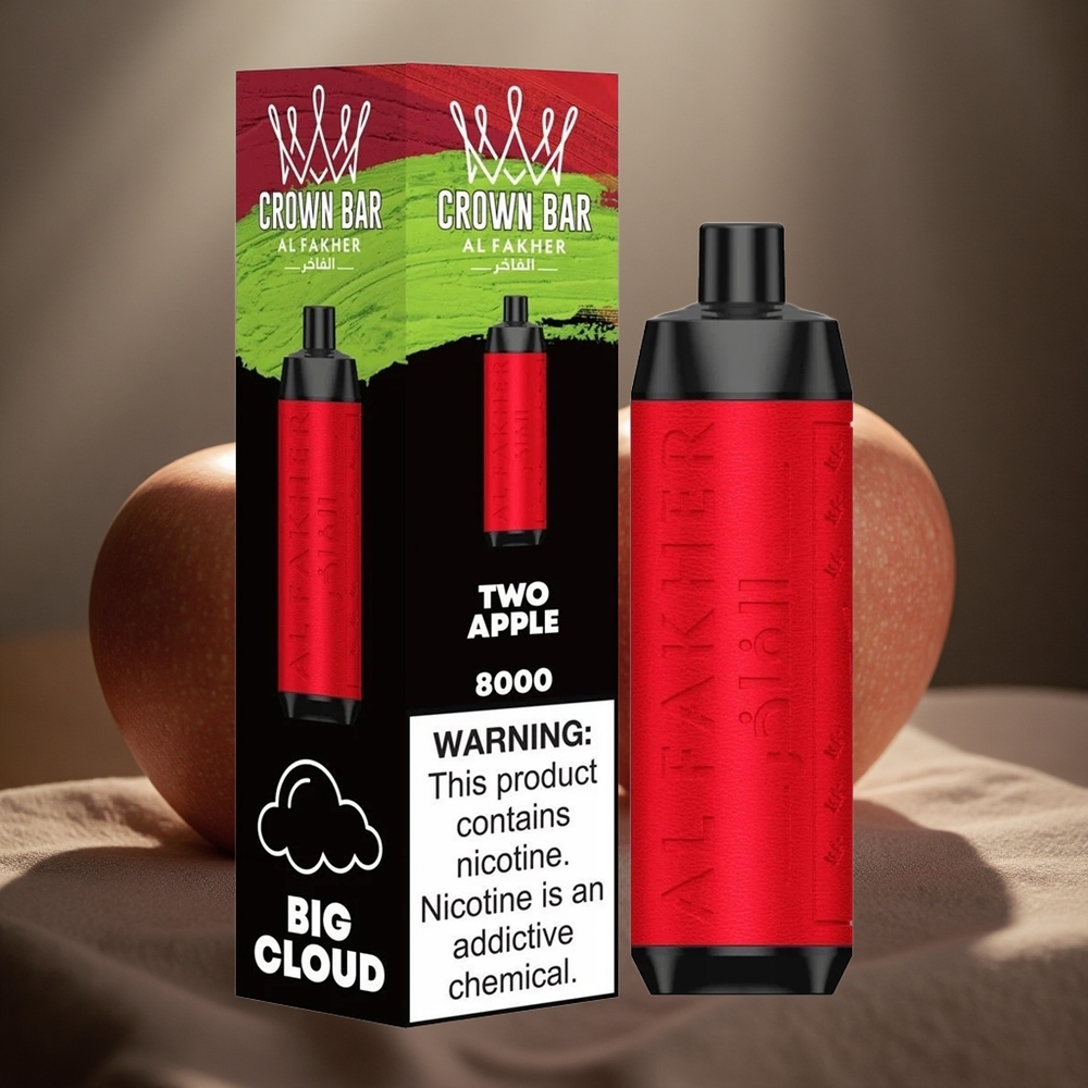 Al Fakher Crown Bar 8000 de Pufuri Două Mere Compact și Ușor de Utilizat